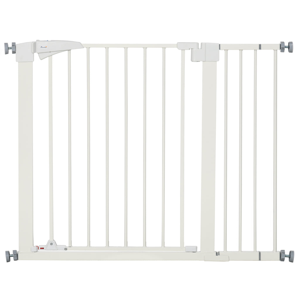 Dog Gate for Small and Medium Dogs with Double Lock and Automatic Closure, 76-103x4.2x77 cm, White