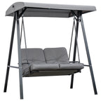 SIERA | 2-Seater Swing with Adjustable Canopy and Cushions, in Steel and Polyester, 144x117x173 cm, Grey