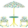 Kids Picnic Table and Chair Set with Green Umbrella
