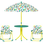 AIYAPLAY Kids Picnic Table and Chair Set with Green Umbrella