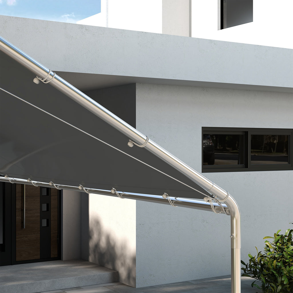 Outsunny 6x3m Dark Grey Anti-UV PE Carport Replacement Cover with Bungee Cords