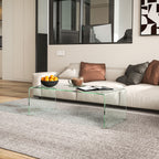 Modern Tempered Glass Coffee Table for the Living Room with Monobloc Design, 100x50x35 cm, Transparent