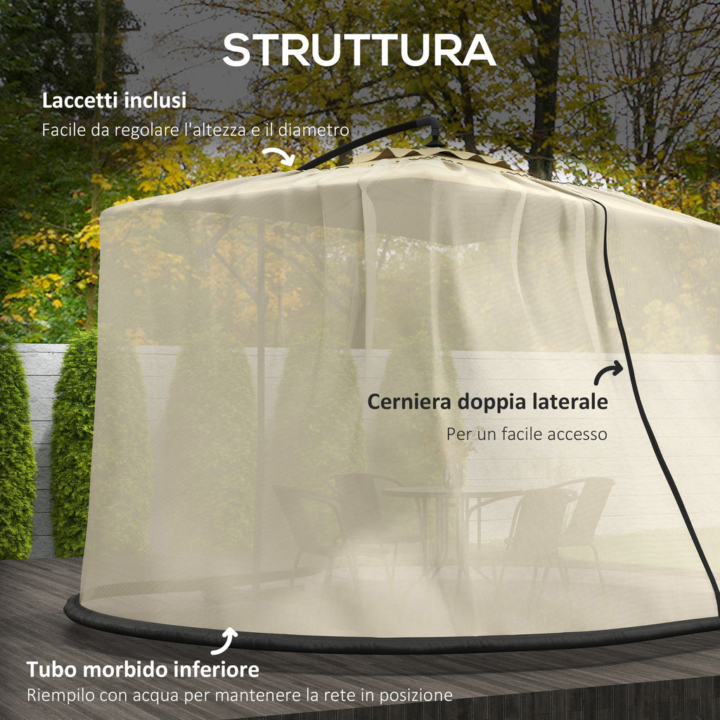 Mosquito Net for Umbrella 3x2.3 m Adjustable Dense Mesh with Zipper Opening, Beige