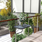 Outsunny Folding and Adjustable Balcony Table, Made of Aluminum and Composite Wood, 60x40x55-64 cm, Black