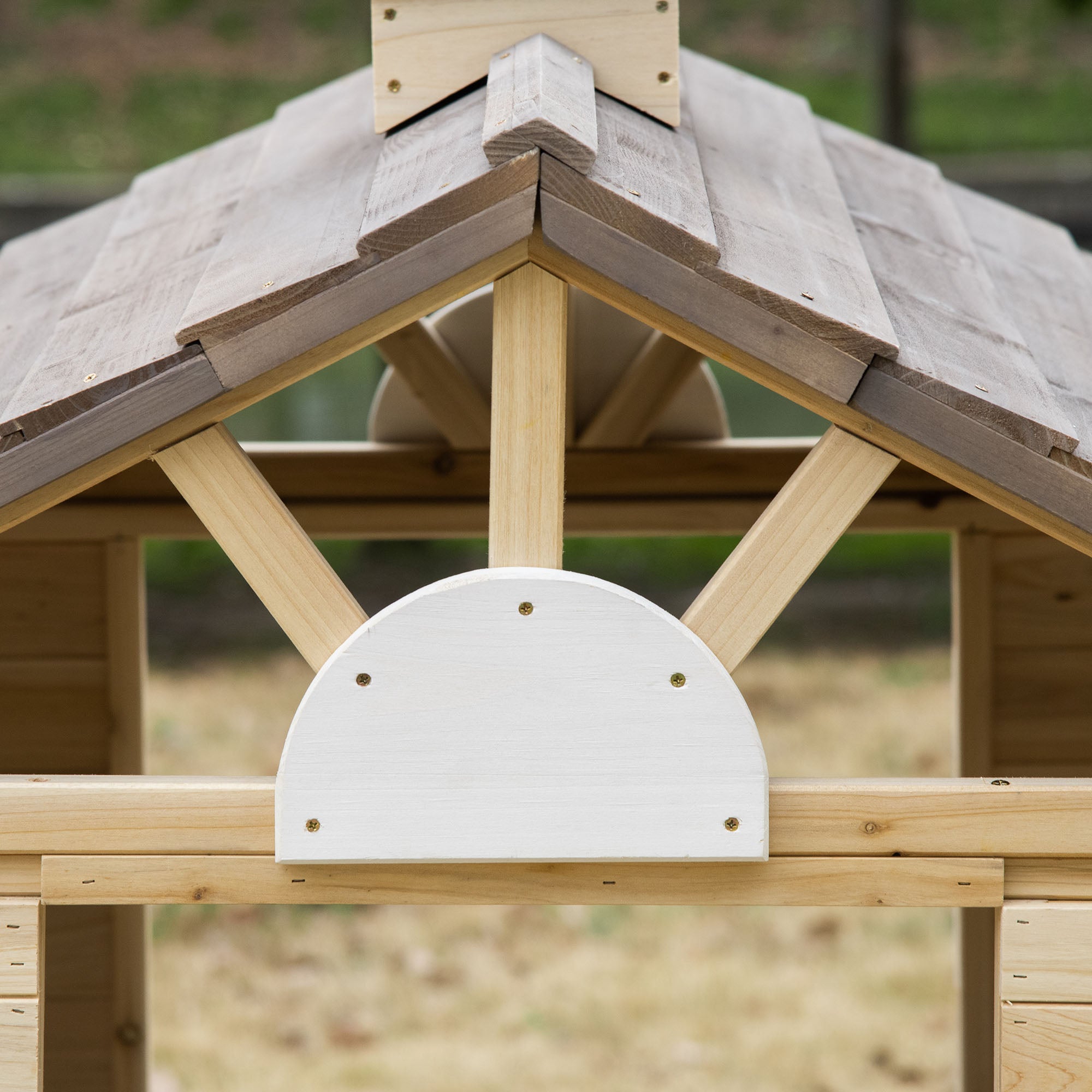 Outsunny Casetta Bimbi 3-7 years at 2 windows with portavas and bench, in fir wood and pp, 113LX94x134.5 cm - Borgè