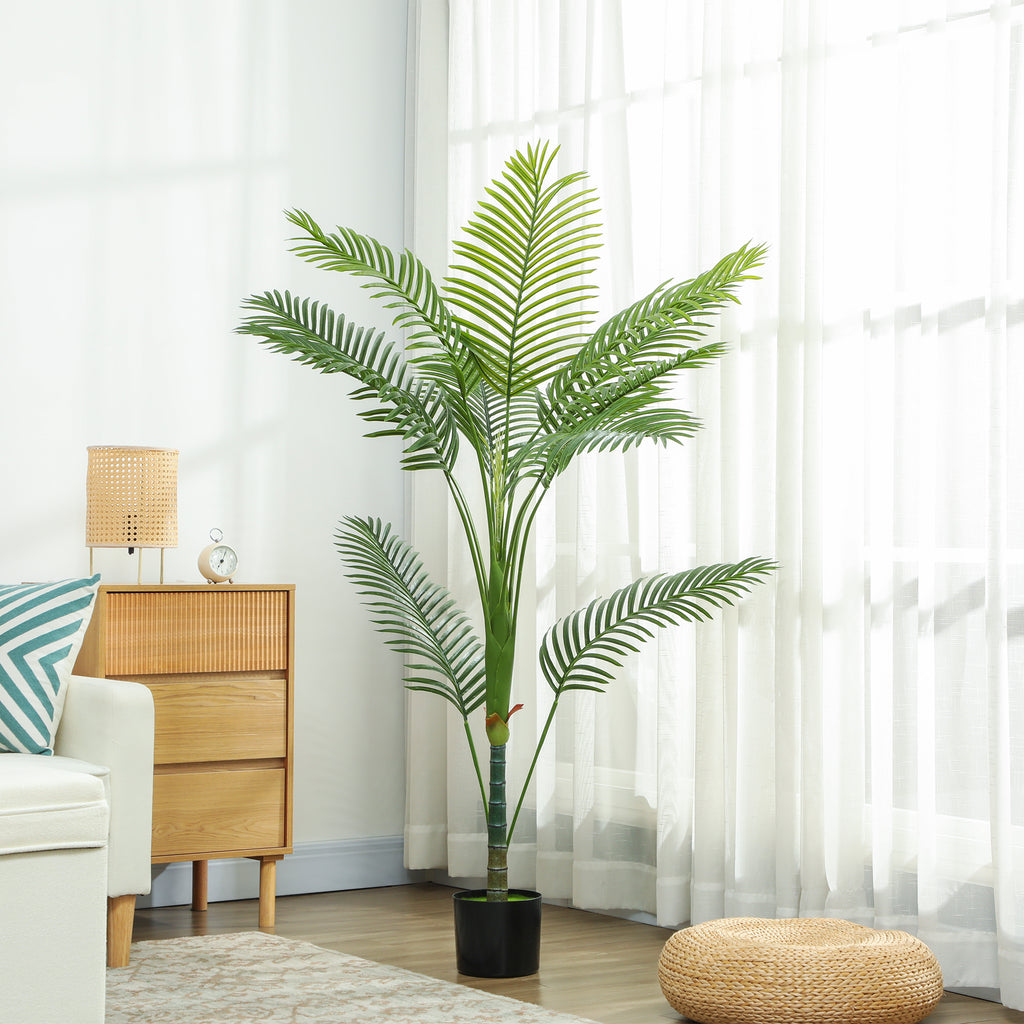 150cm Tall Indoor Artificial Areca Palm Plant with Pot, Home and Office Decoration, Green