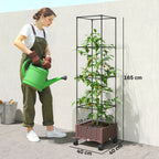 Outsunny 20L Raised Trellis Planter with Lockable Wheels and Self-Watering System, Brown