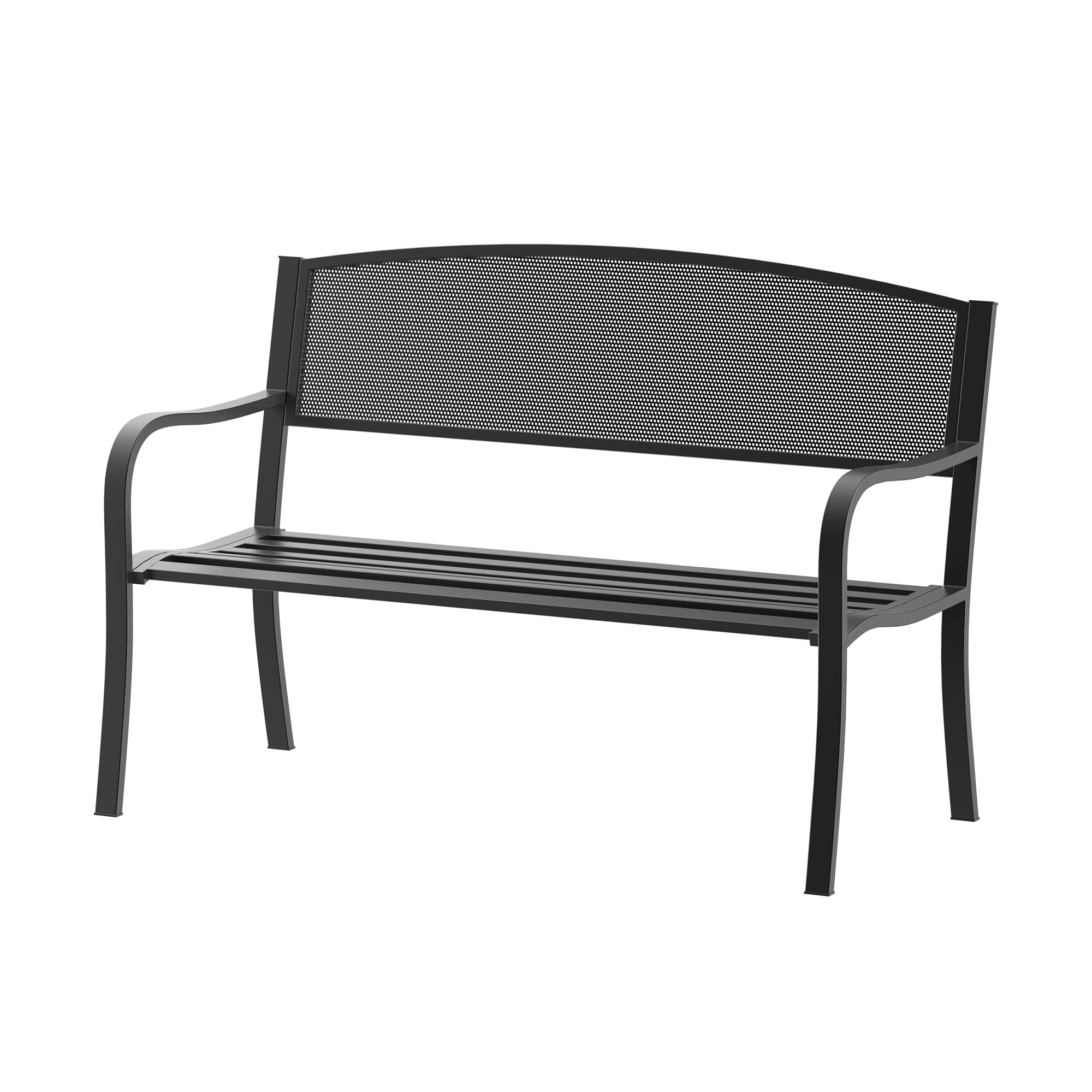 Outdoor Bench Garden Bench Max 240kg Metal 127 × 60 × 85cm Black