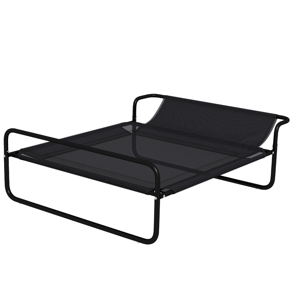 PawHut Raised Dog Bed with Indoor and Outdoor Headrest, 106x81x33 cm, Black