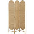 HOMCOM 3-Panel Folding Room Divider, 120x170 cm, Bohemian Style, Made of Paper and Pine Wood, Wood Color