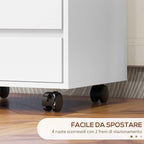 HOMCOM Office Drawer Unit with 4 Drawers and Braked Casters in MDF Wood, 46x40x65 cm, White