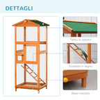 165cm Tall Outdoor Wooden Bird Cage with 2 Doors and Pull Out Tray, Orange