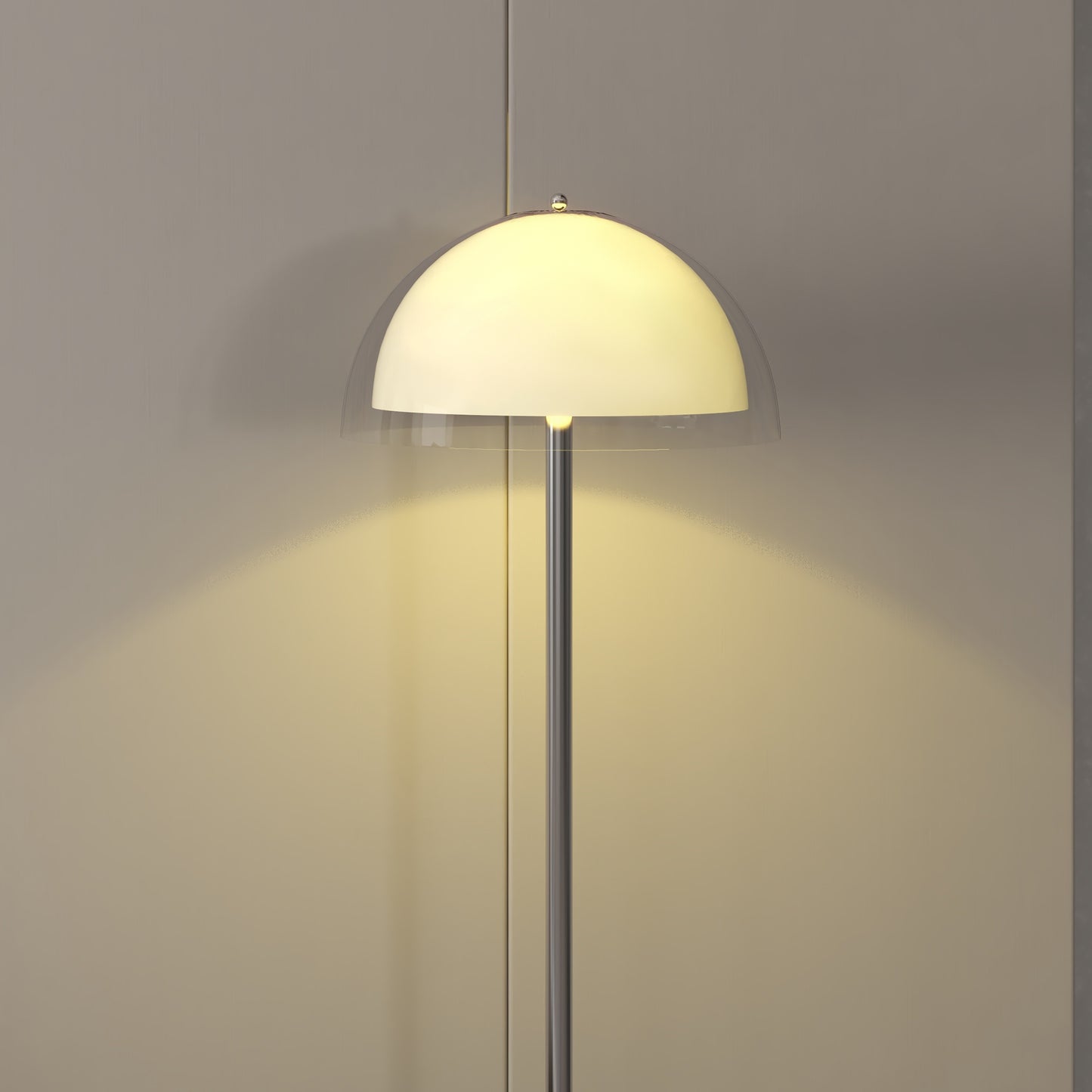 Modern Floor Lamp with Double Layer Lampshade, Metal and Acrylic, Ø35x150 cm, White