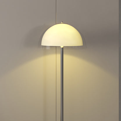 Modern Floor Lamp with Double Layer Lampshade, Metal and Acrylic, Ø35x150 cm, White