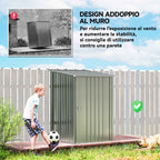 Outsunny Galvanized Steel Garden Shed with Hinged Door, 100x104x160 cm, Silver