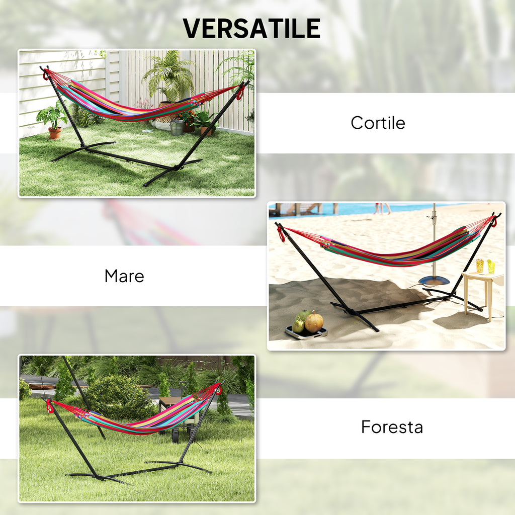 Outsunny Freestanding Hammock with Stand, Adjustable Height and Carry Bag, 310x117x105 cm, Red