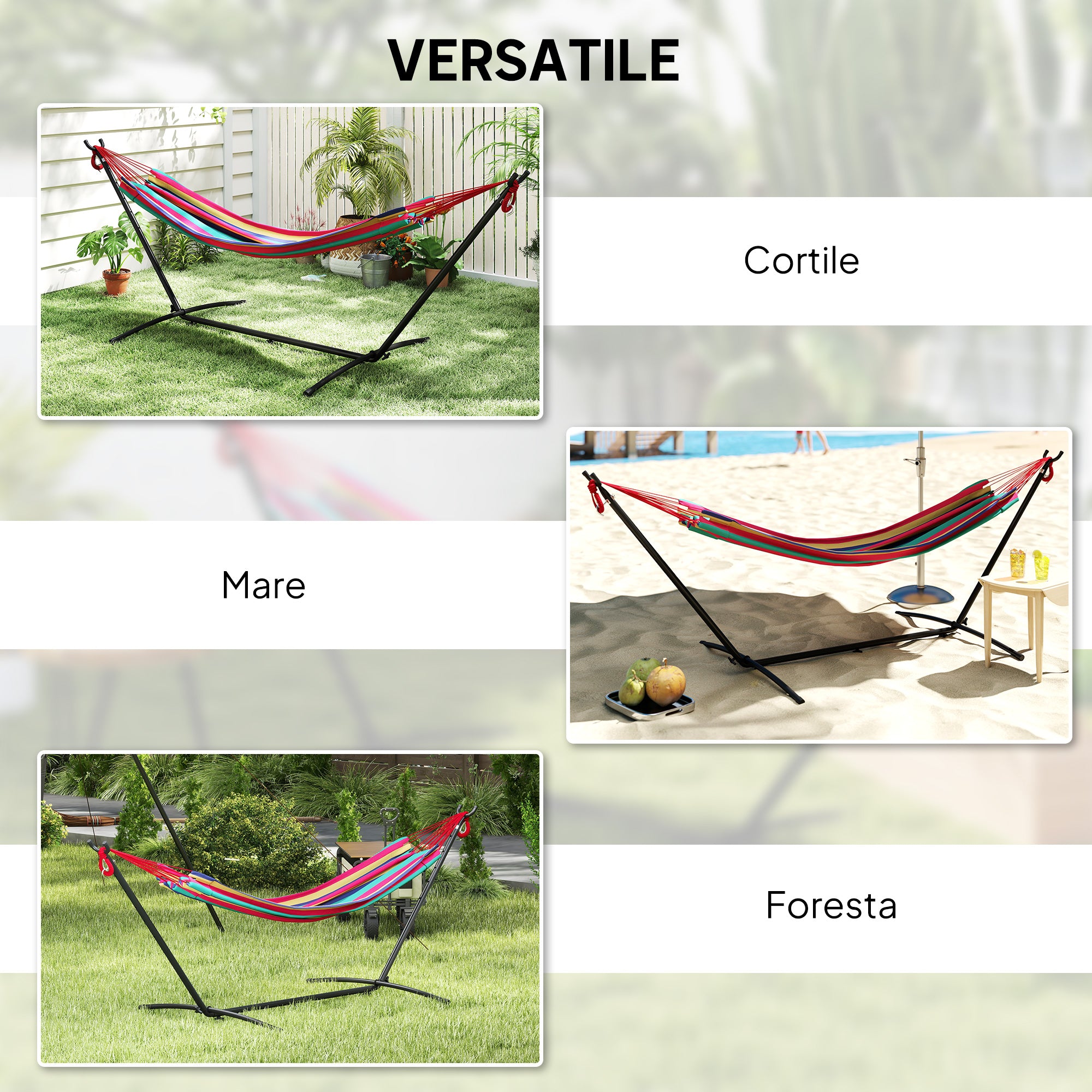 Outsunny Freestanding Hammock with Stand, Adjustable Height and Carry Bag, 310x117x105 cm, Red