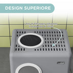 Cat Litter Box with Lid and Scoop, Double Entrance and Removable Tray, 52x41x38.5 cm, Grey