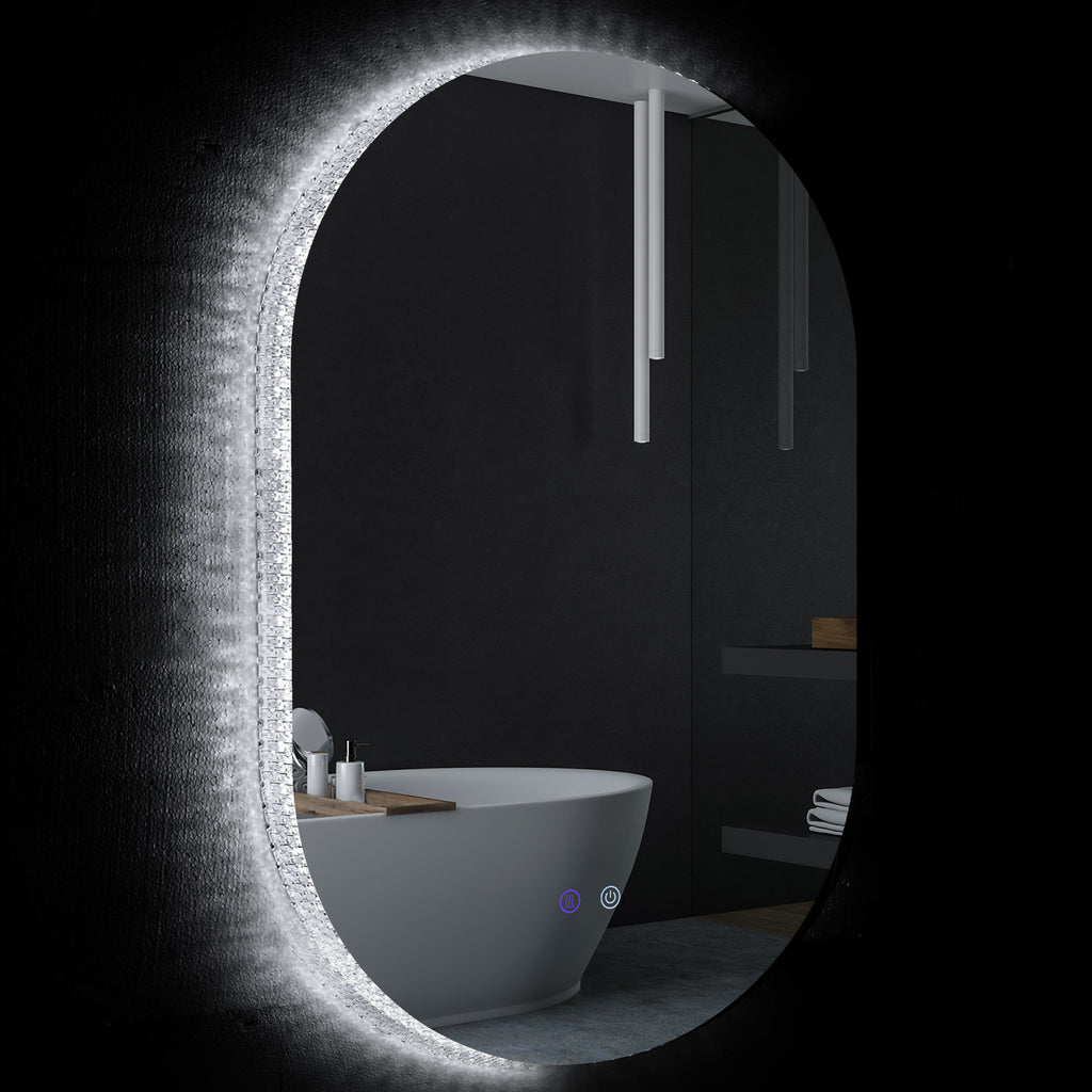 Anti-Fog LED Bathroom Mirror with Adjustable Brightness, Glass and Aluminum, 81x51x4.5 cm