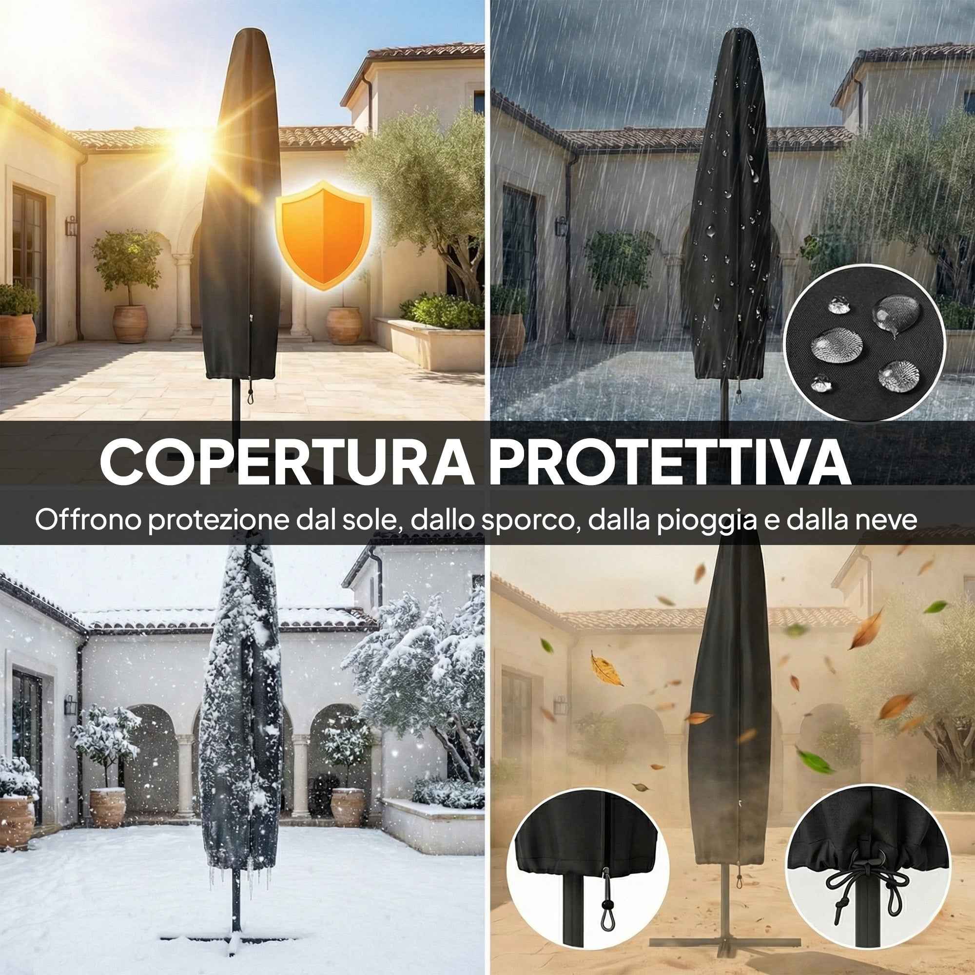 Outsunny Adjustable Cantilever Garden Umbrella, 3x3m, Black