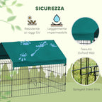 PawHut Outdoor and Indoor Rabbit Cage with Roof, 185x75x75 cm, Green