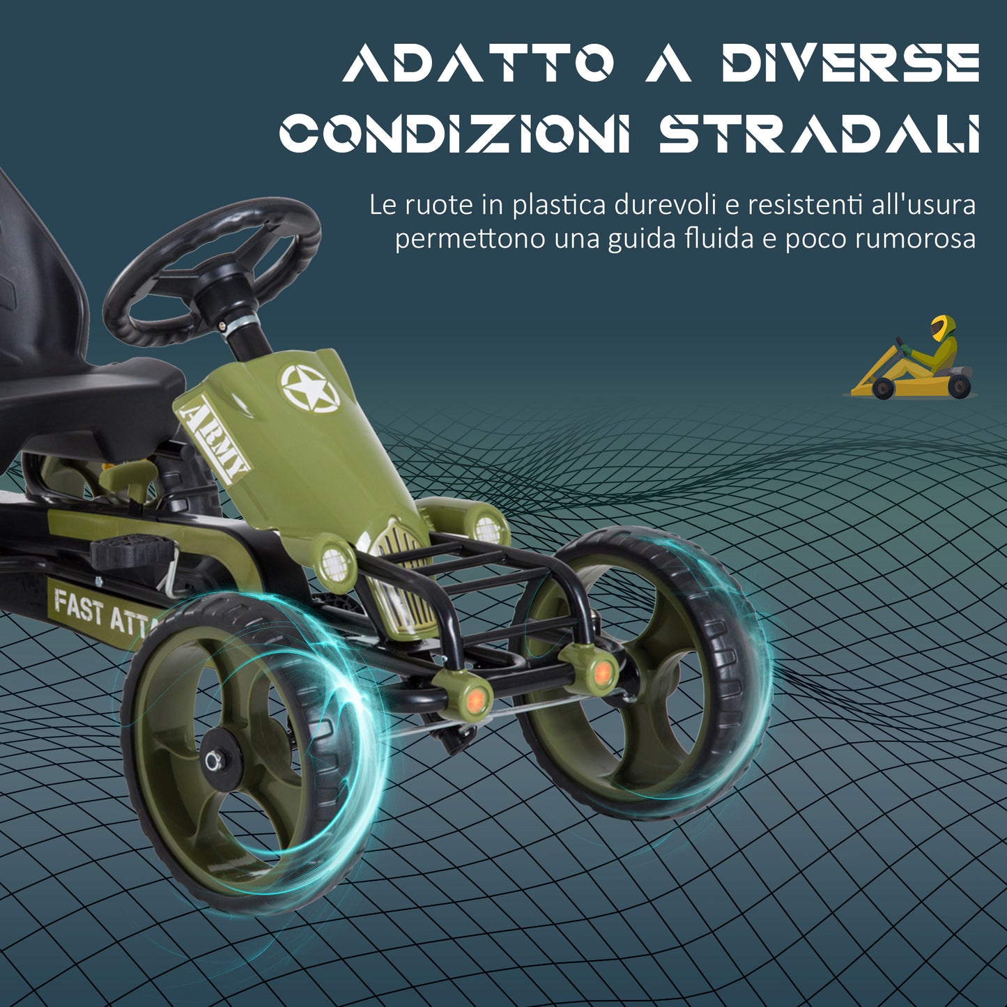 HOMCOM Pedal Go Kart for Children from 3-6 Years with Adjustable Seat and Handbrake, Green