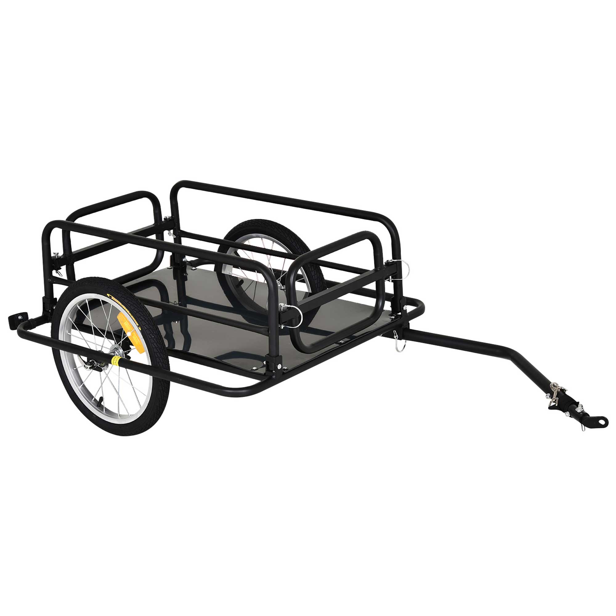 Bike Trailer with Folding Walls, Hook and 4 Reflectors, Steel and PE, 139x71.5x49 cm, Black