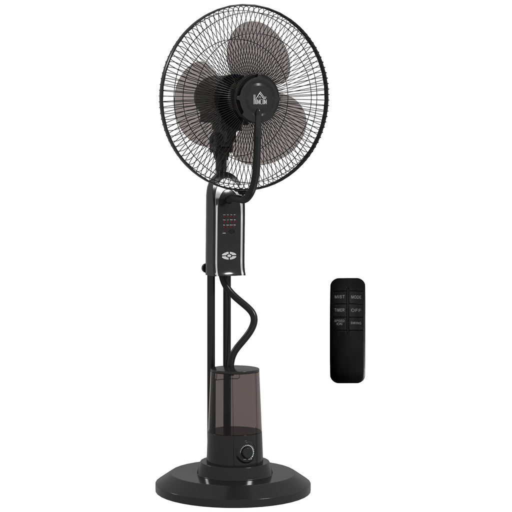 Adjustable Misting Fan 3 Speeds and 3 Modes, 75° Oscillation, Remote Control, Black