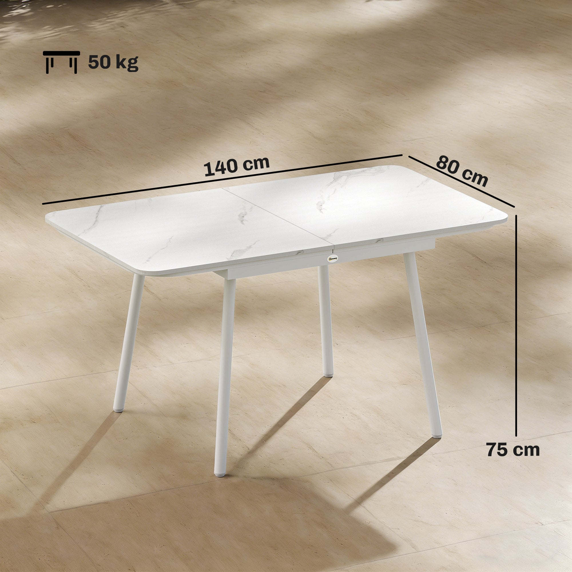 Outsunny Garden Table for 6 People, Rectangular 140x80 cm with WPC Top
