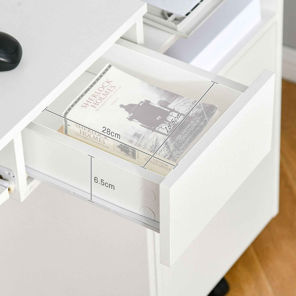 HOMCOM Office Desk, 80x45x75 cm Space-Saving Desk with Keyboard Tray, Document Drawer, White