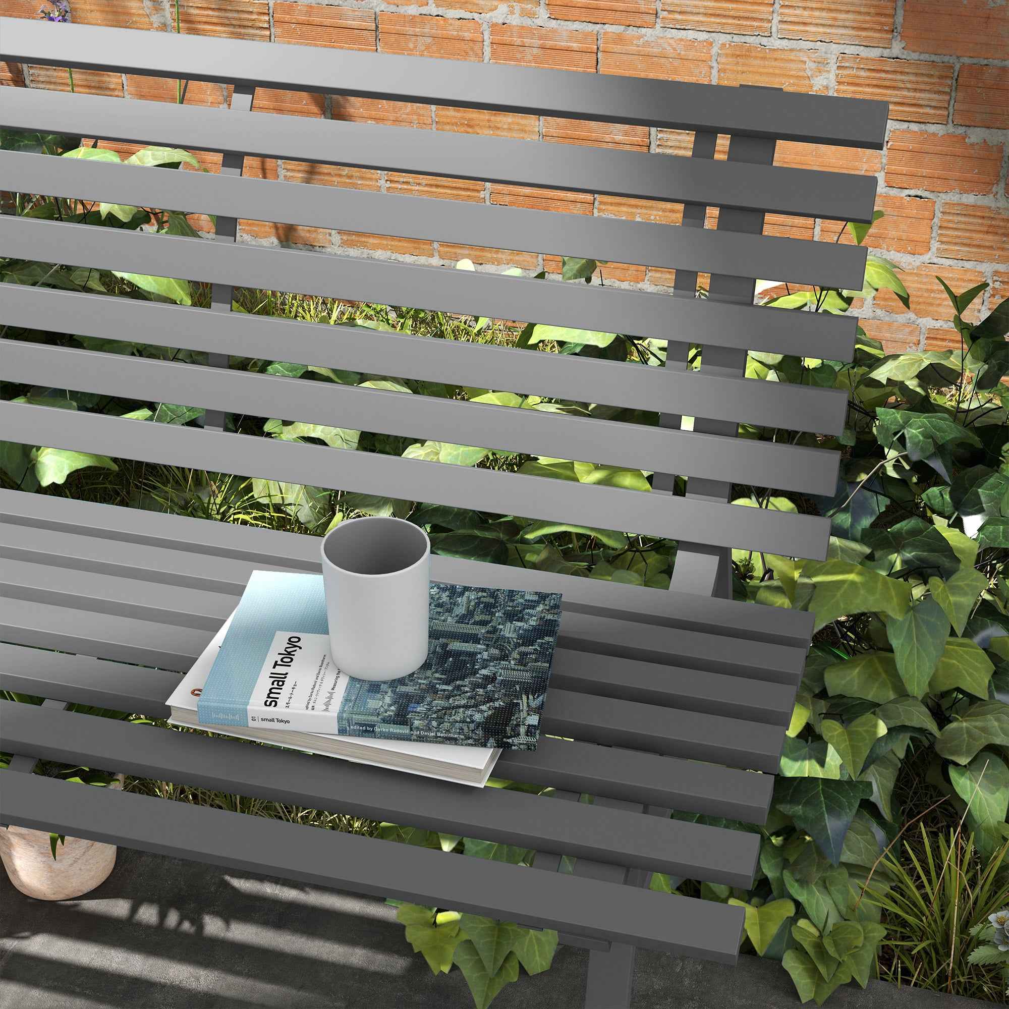Outsunny 2-Seater Garden Bench with Aluminum Slats, 123x67x79 cm, Gray