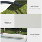 Outsunny 2-Seater Sun Lounger, Metal and Textilene Rocking Garden Lounger, 140x200x36-88cm, Cream White