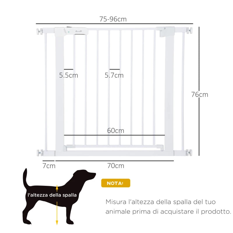 Dog Safety Gate, Pressure Fit, Adjustable Width 75-96cm - Borge' Group Limited