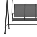 3 Seater Garden Swing with Adjustable Sun Canopy, 195x118x170 cm, Dark Grey