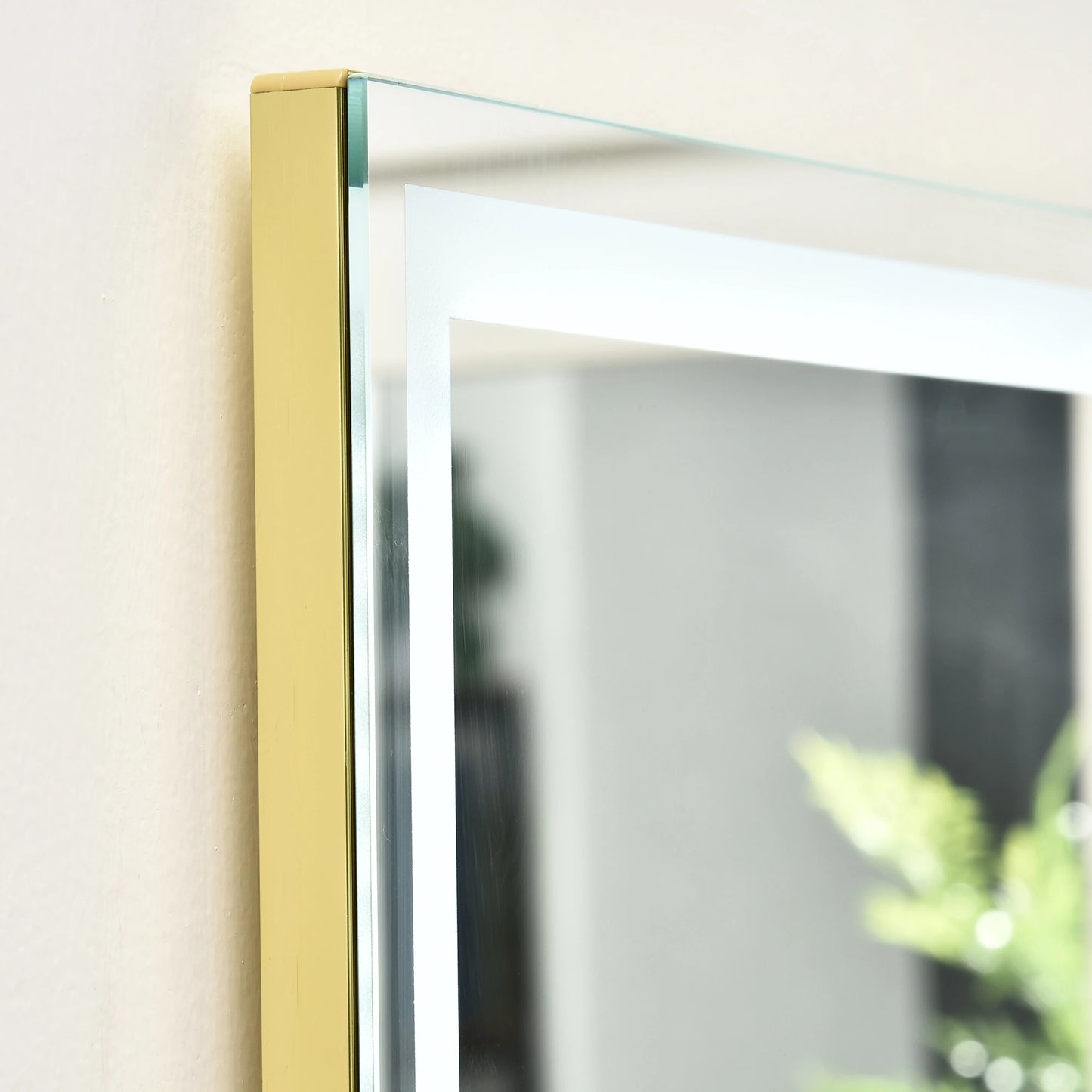 Floor and Wall Mirror with Adjustable LED Light and Remote Control, 40x37x156.5cm