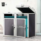 Outsunny 2-Section Garbage Can Shed with Lift-Off Lid, Galvanized Steel, 146x81x122 cm, Dark Grey