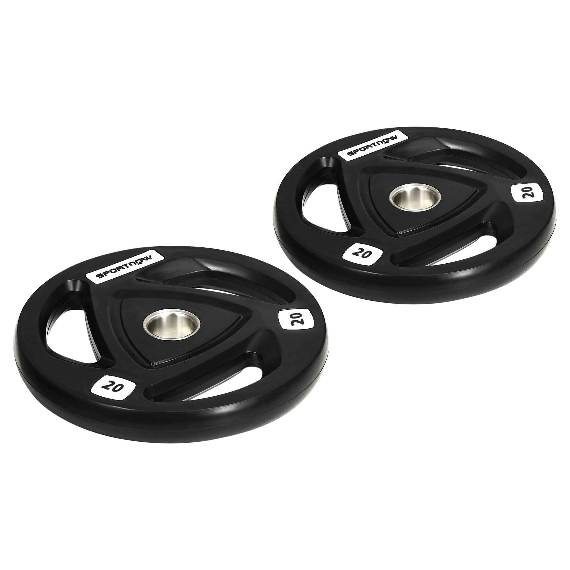SPORTNOW Set of 2 20kg Steel Weight Plates with Rubber Coating for Barbell
