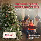 150cm Indoor Christmas Tree with 398 Branches, Pine Cones and Red Berries, Metal Base, Green