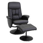 HOMCOM 360° Swivel Metal and Faux Leather Relaxing Chair with Footrest and Adjustable Backrest, Black