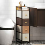 HOMCOM Space-Saving Chest of Drawers with 4 Folding Drawers in Fabric, Steel and Wood, 20x47x84.5 cm, Multicolor