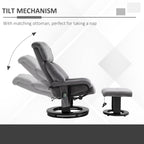 Reclining Massage Chair with Footrest and Remote Control in PU Faux Leather, 76x80x102 cm, Grey