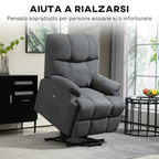 Lift Chair with Footrest, in Linen Effect Fabric, 84x96x100 cm, Dark Grey