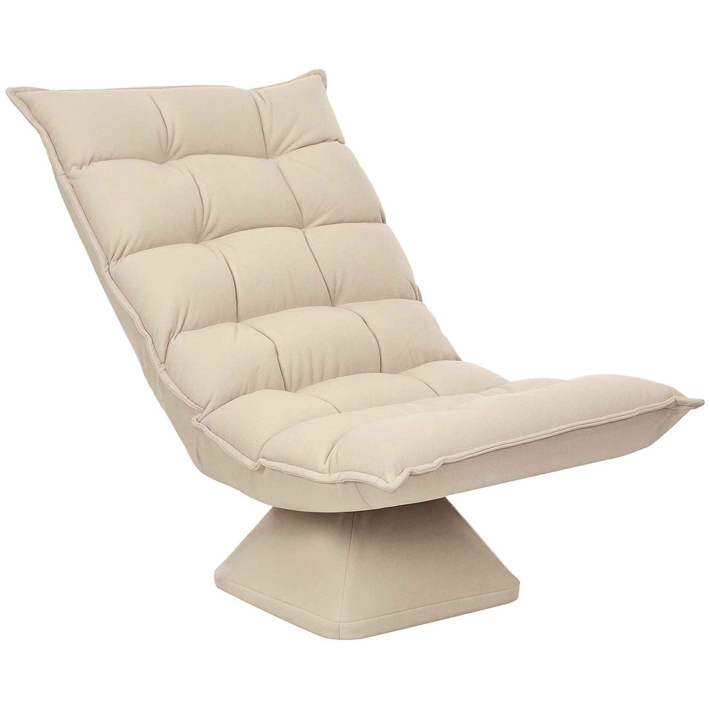 HOMCOM 360° Swivel Relaxing Chair with 5-Position Adjustable Backrest in Linen-Effect Fabric, Beige