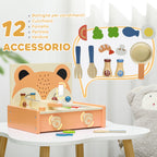 Toy Kitchen for Children 3-5 Years with Stove and 12 Wooden Accessories, Multicolo