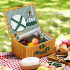 Picnic Basket for 2 People in Wicker with Thermal Area and Corkscrew, 40x30x20 cm, Light Brown