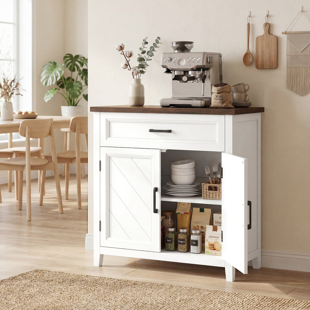HOMCOM Modern Rustic Sideboard with Adjustable Shelf, Storage Space and 2 Doors.