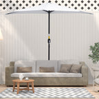 Crescent Moon Terrace Umbrella with Crank Opening and 2-Section Pole, 2.6x1.35 m, White