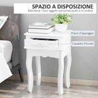 HOMCOM Modern Bedside Table with Drawer Multipurpose Wooden Cabinet