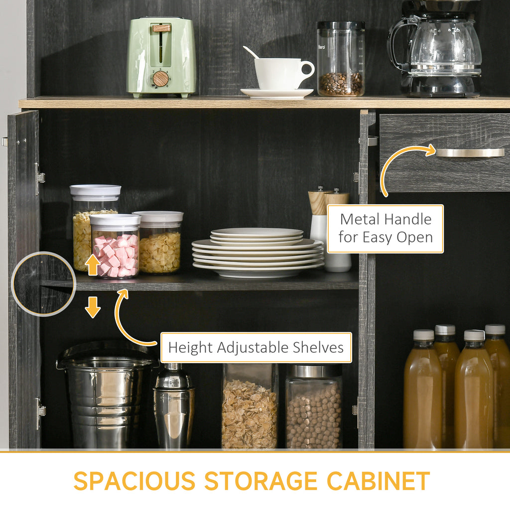 Tall Wooden Pantry Cabinet with Drawers and Cupboards, 101x39x180 cm, Black