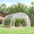 Outsunny 3x4x2 m Tunnel Greenhouse with Roller Doors, Steel Frame and Anti-UV PE Cover, Transparent